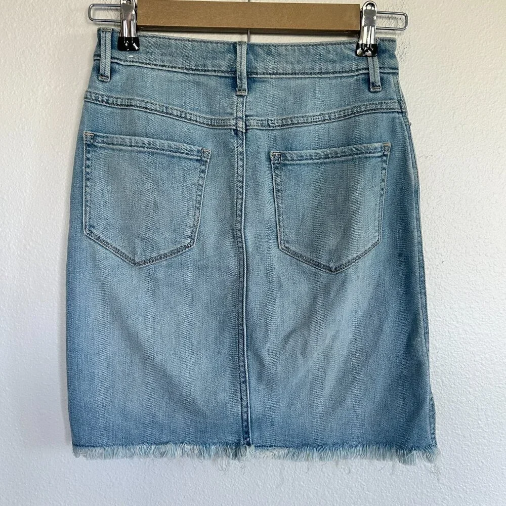 Abercrombie & Fitch Jean Skirt Pencil Raw Hem Denim Stretch Light Wash